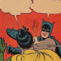 Batman slapping Robin
