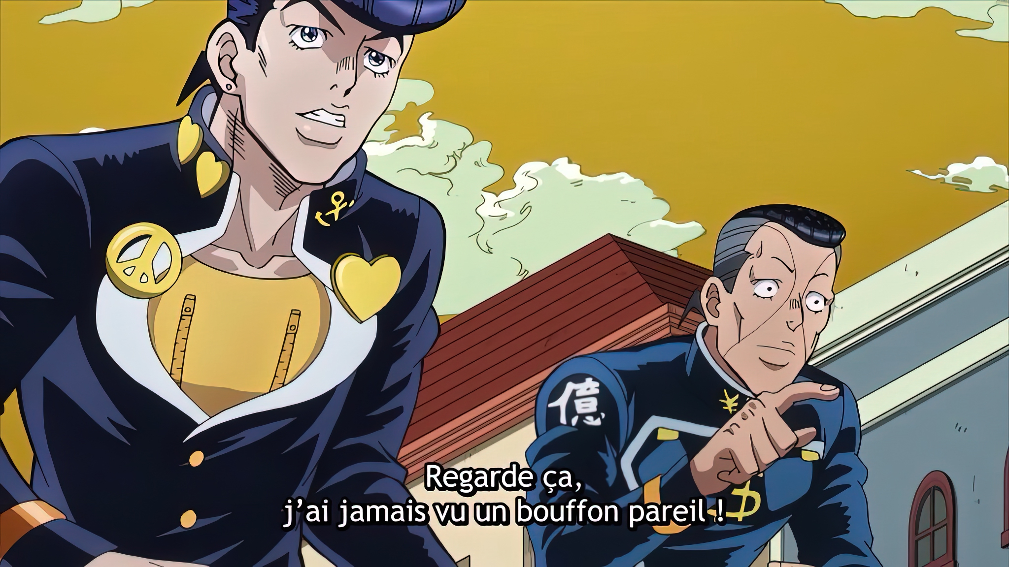 Josuke et Okuyasu voient un bouffon