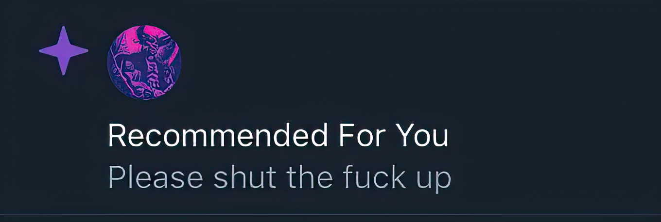 Recommended For You Please shut the fuck up