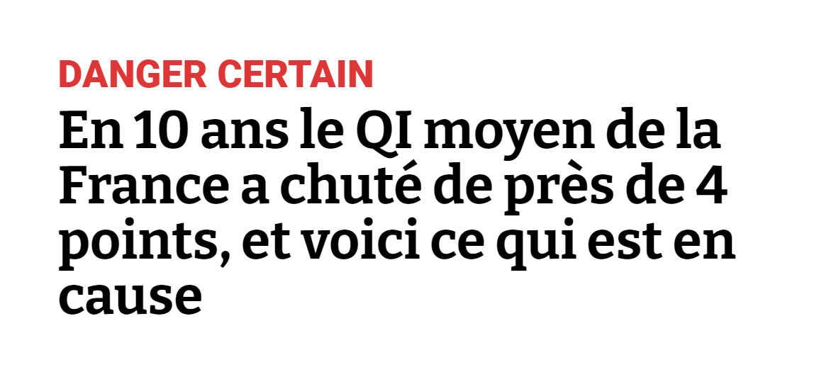 Le QI a baissé en France