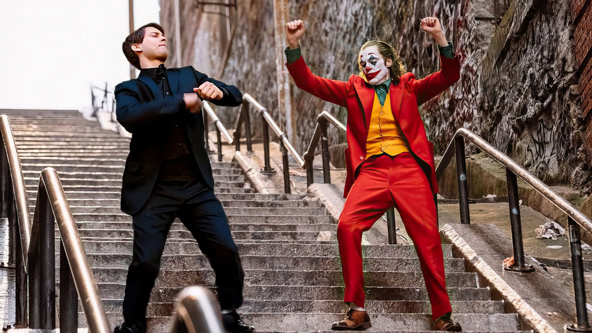 Joker and Peter Parker dancing