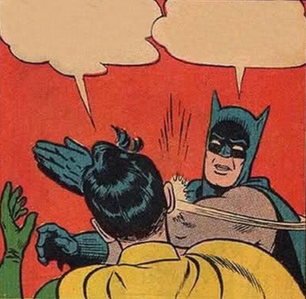 Batman slapping Robin