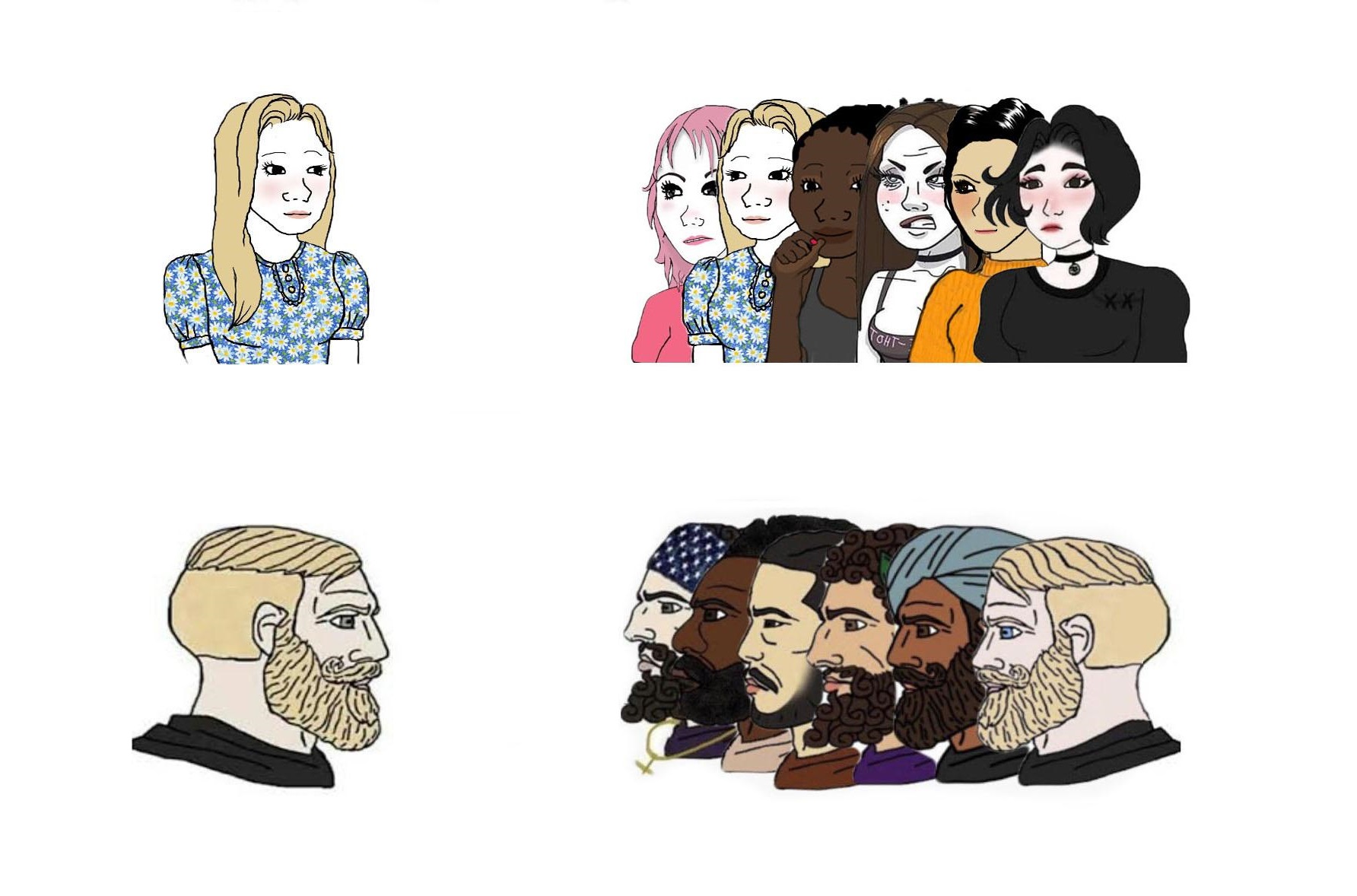 Girl and boy vs group
