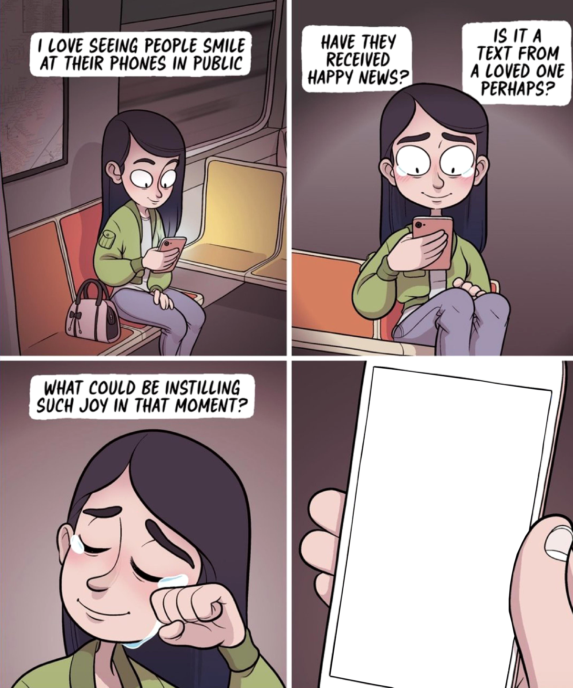 I love seeing people smile at their phone