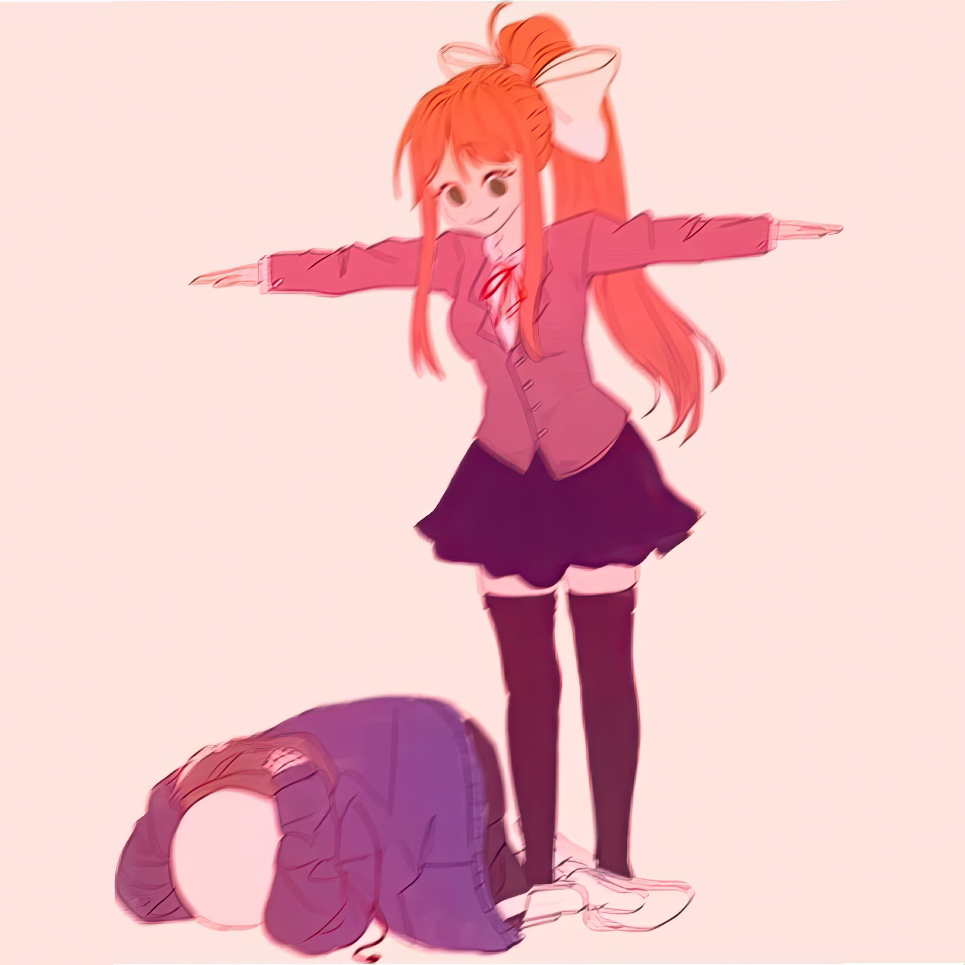 Monika T-Posing over Sans
