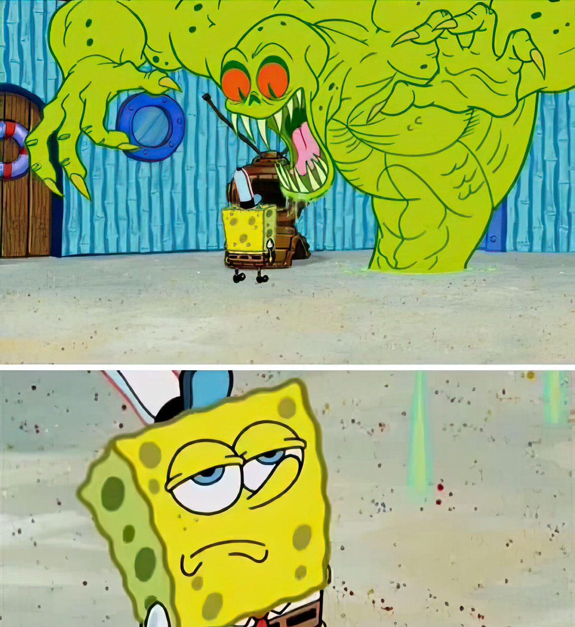 Spongebob not scared of the flying dutchman