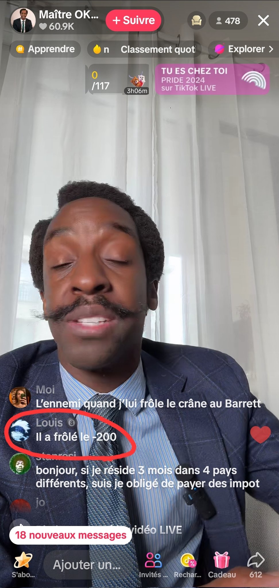 live tiktok il a frolé le -200 coupe de cheveux coiffure