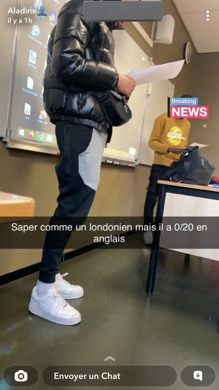 saper comme un londonien mais il a 0 sur 20 en anglais snap