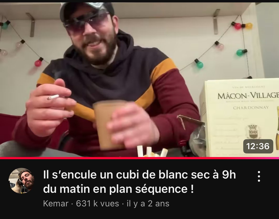 Miniature youtube il s'encule un cubi de blanc sec à 9h du matin en plan séquence ! Kemar