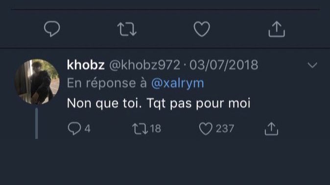 Tweet Non que toi. Tqt pas pour moi
