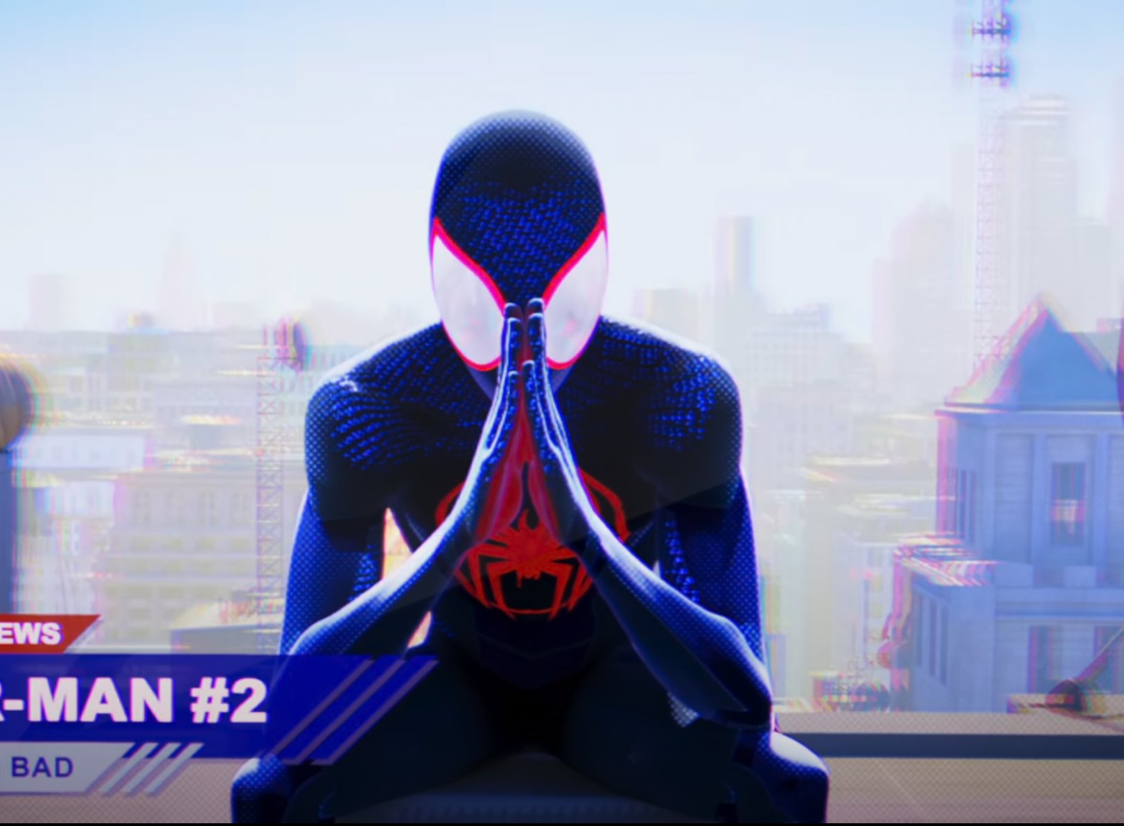 Spider-Man Across the Spider-Verse Noir Mélancolique croise les mains réflexion