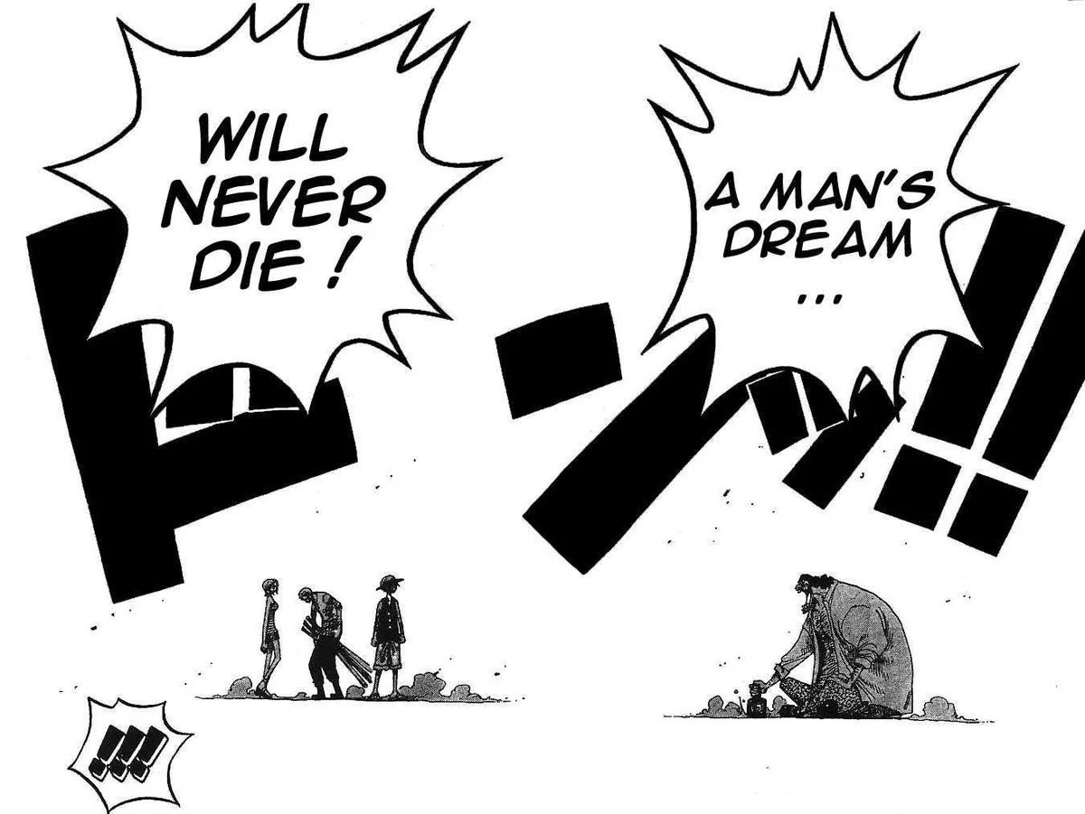 Planche One piece luffy contre barbe noir A man's dream will never die !