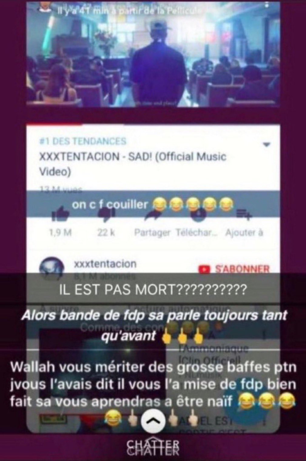 snap Réaction hystérique à la sortie du clip SAD! de XXXTentacion – confusion sur sa mort, langage cru et emojis moqueurs