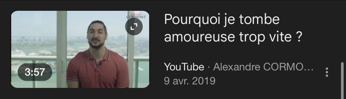 Miniature d’une vidéo YouTube avec homme en polo rouge et le texte pourquoi je tombe amoureuse trop vite