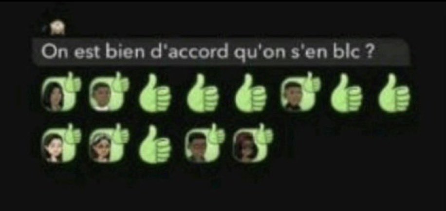 Groupe Snapchat valide unanimement qu’on s’en fiche complètement avec pouces levés