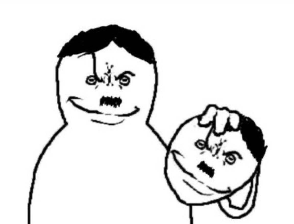 Personnage retirant un masque d'hitler révélant hitler lui meme