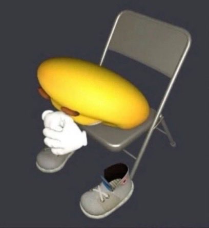 Emoji 3D dépréssif assis sur une chaise pliante