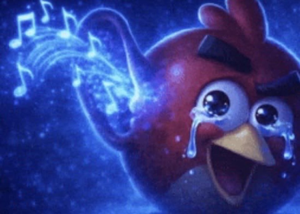 Angry Birds qui pleure en entendant une douce mélodie