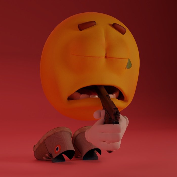 Emoji 3D avec pistolet dans la bouche qui veut se suicider