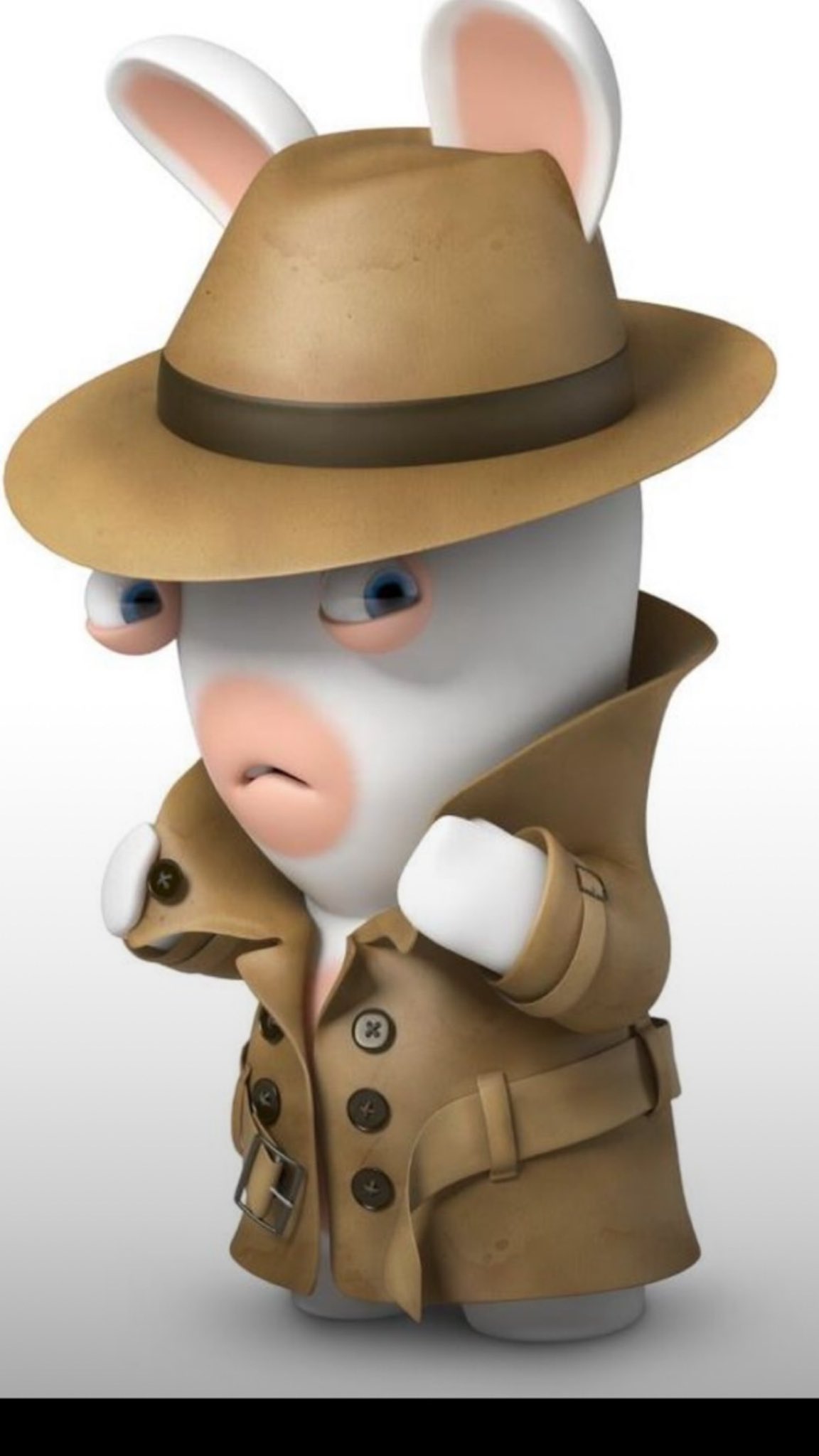 Lapin crétin sous couverture/enqueteur bien suspect avec chapeau et manteau