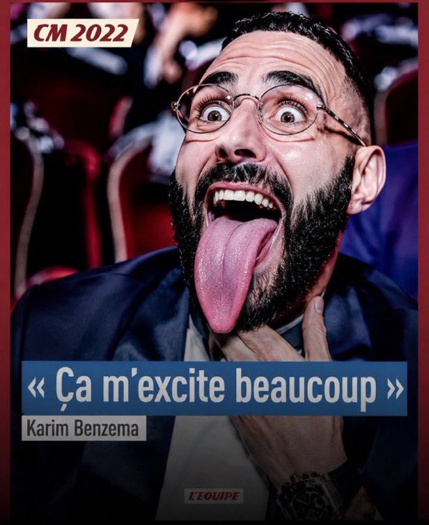 L'Équipe — Karim Benzema avec la langue sortie en disant "Ça m'excite beaucoup"