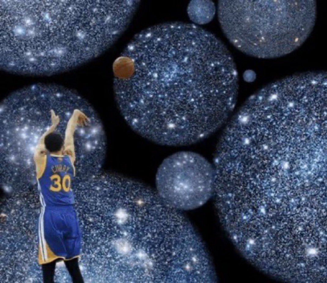 Stephen Curry qui tire un tir dans l'espace