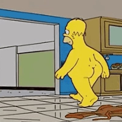 Homer Simpson marche totalement nu dans son salon