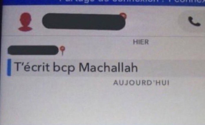 snapchat - T'écrit bcp Machallah