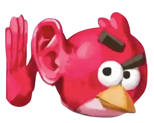 Red d'Angry Birds tend l'oreille pour écouter