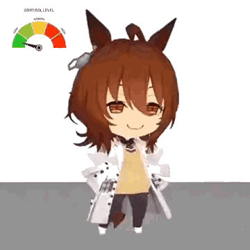 Agnes Tachyon qui danse avec une jauge de Cortisol Level