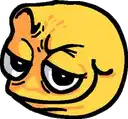Emoji Smug emote jaune fait un sourire moqueur