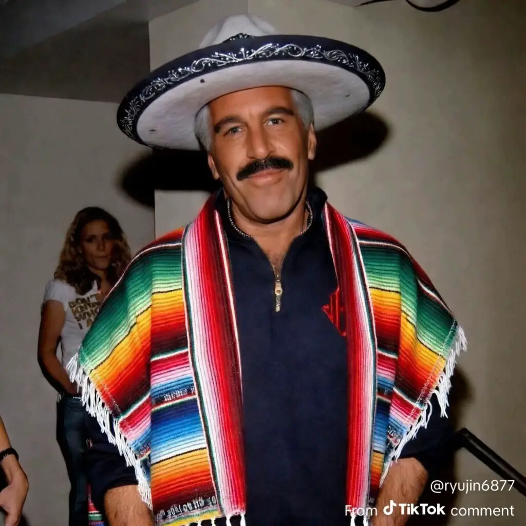 Jeffrey Epstein porte un poncho et un sombrero mexicain