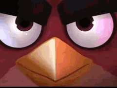 Red d'Angry Birds qui lance les dés avec des yeux lumineux