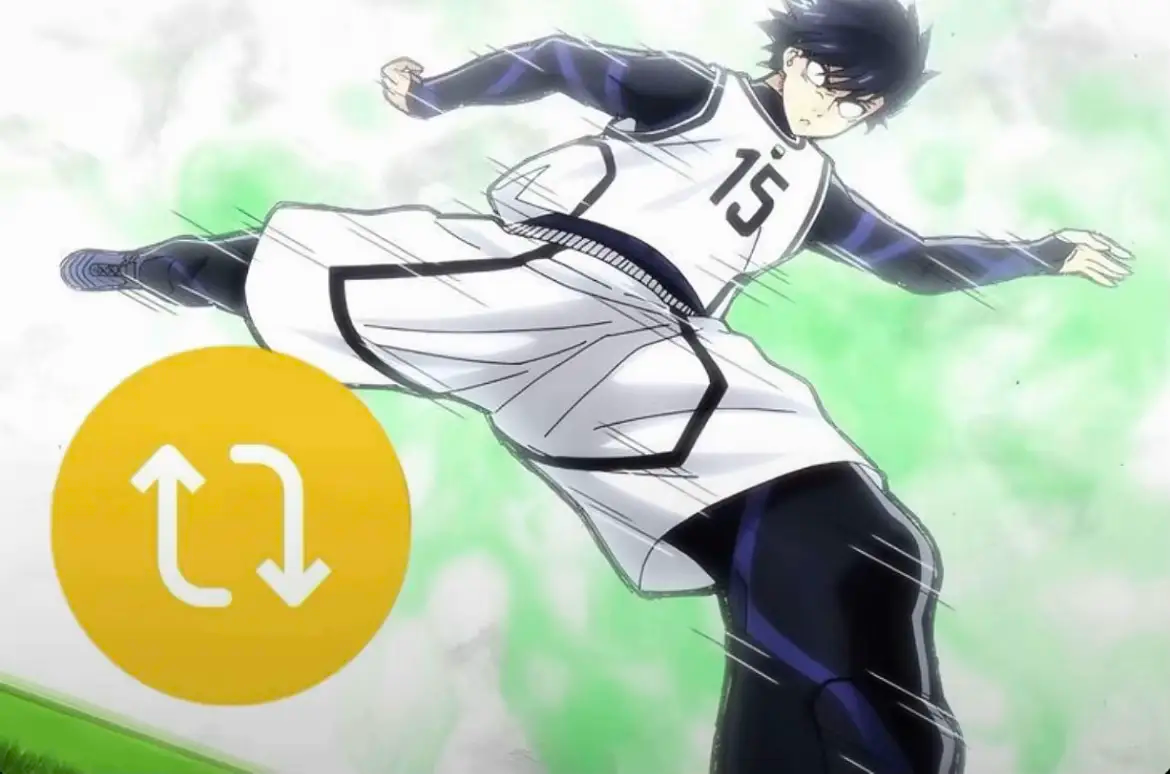 Yoichi Isagi de Blue Lock court pour armer une frappe du bouton Republication