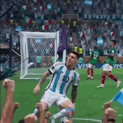 Lionel Messi célébration du bassin en donnant des coups de bite