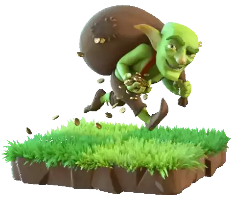 Un goblin de Clash of Clans court avec un sac d'or