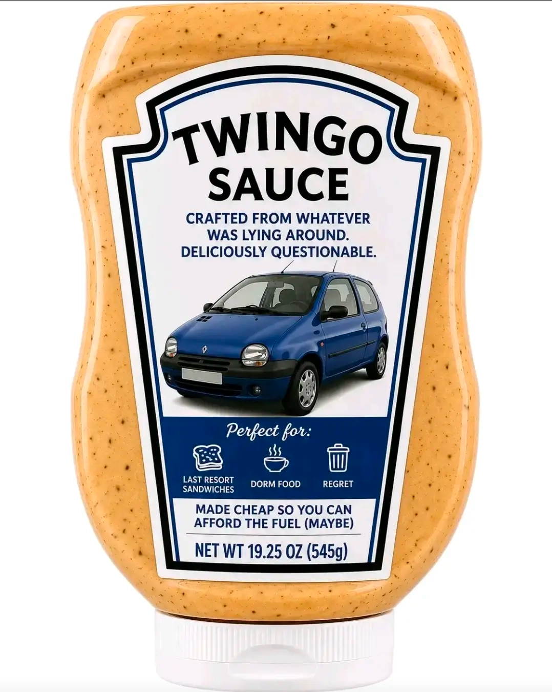 Une bouteille de sauce de marque Twingo Sauce
