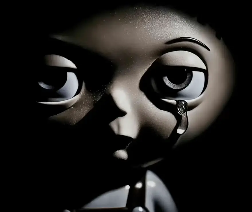 Figurine de Stewie Griffin qui pleure dans l'obscurite