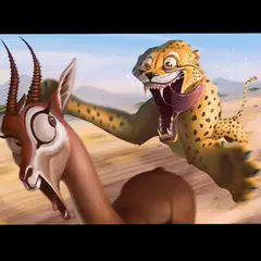 Un guepard poursuit une gazelle effrayée/choquée
