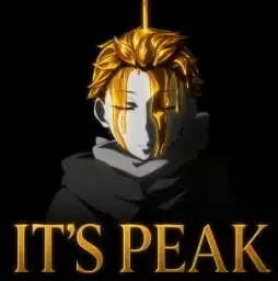 Un personnage d'anime recouvert d'or dit IT'S PEAK