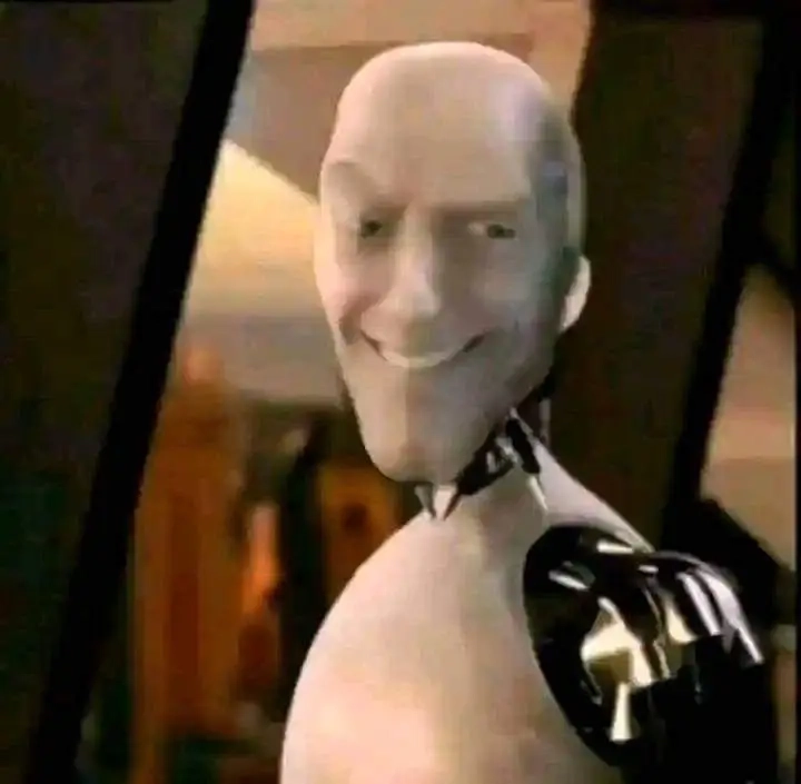 Le robot Sonny de I Robot fait un sourire machiavélique Gigachad