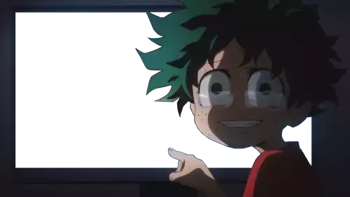 Izuku Midoriya Deku enfant qui pleure en pointant l'écran