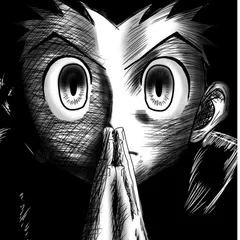 Gon Freecss qui prie les mains jointes