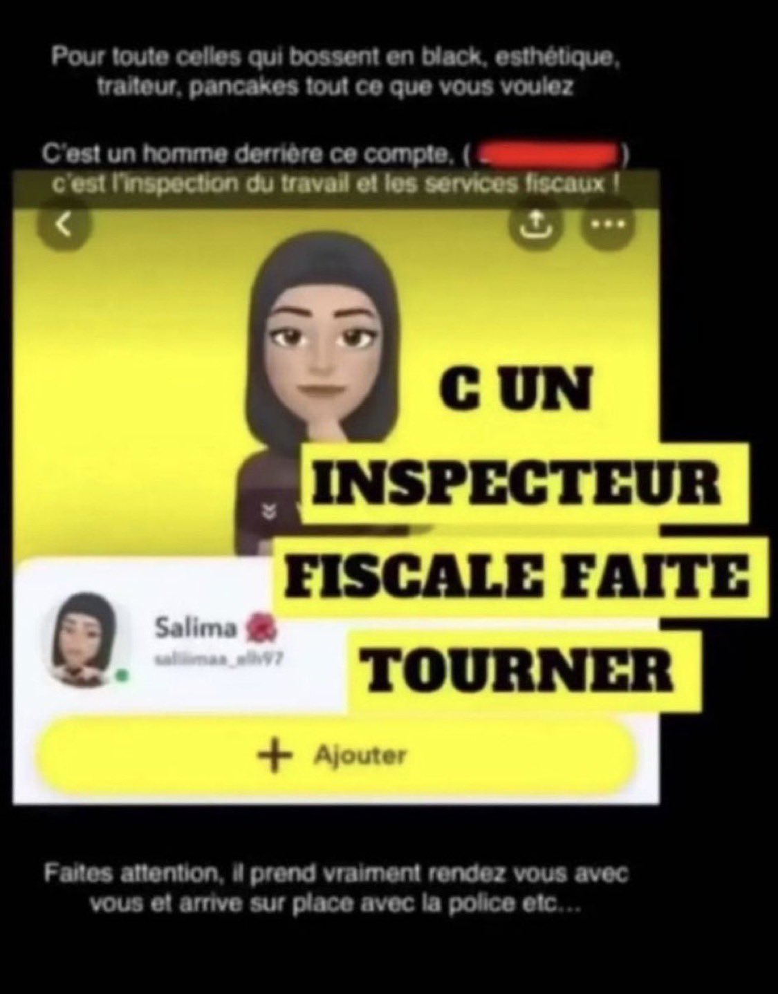 snapchat - Alerte Snapchat inspecteur du fisc infiltré