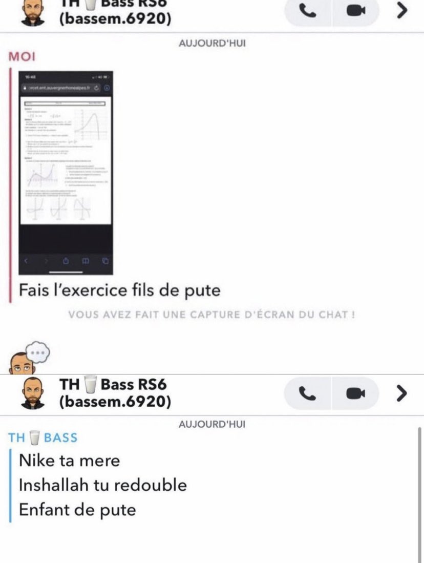 snapchat - Fais l'exercice fils de pute à Bassem avec la réponse