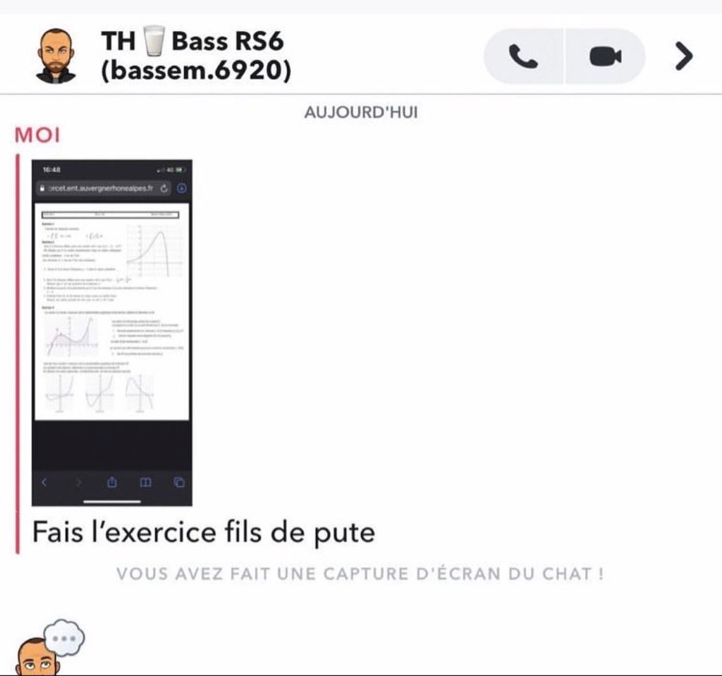 snapchat - Fais l'exercice fils de pute à Bassem