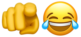 Emoji qui pointe du doigt et se moque