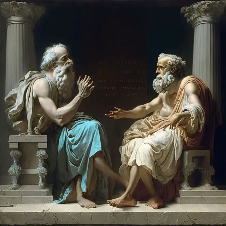 Deux philosophes grecs debattent