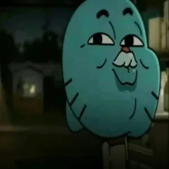 Gumball fait un sourire fier avec un menton carré