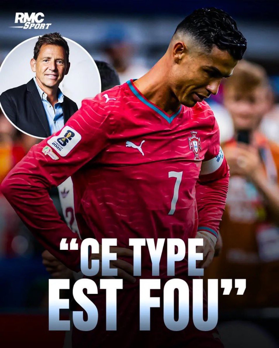 Cristiano Ronaldo tête baissée avec citation Ce type est fou de Daniel Riolo